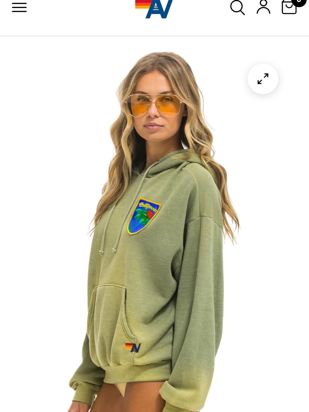 NEW Aviator Nation California Patch Hoody - Faded Army